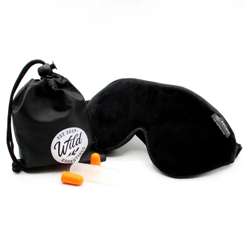 Wild Essentials Escape Luxus Reise Schlafmaske W / Tasche & Ohrstöpsel Schwarz