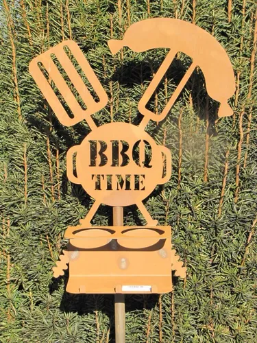 Produktbild Edelrost Gartenstecker BBQ Time mit Bierhalter