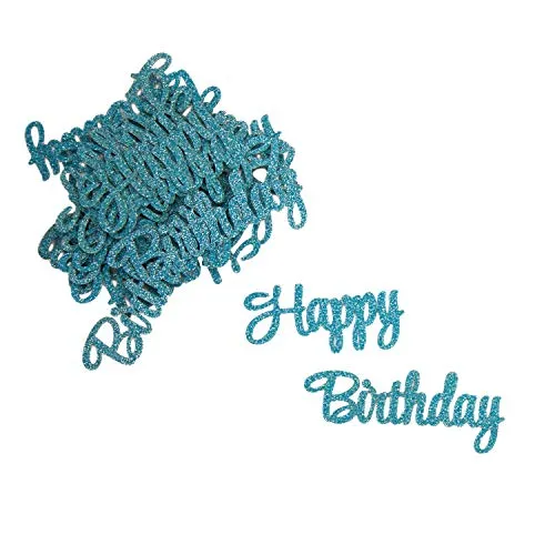 Oblique Unique® Konfetti Set Happy Birthday - 12x Happy + 12x Birthday - Tisch Deko für Geburtstag Kindergeburtstag Junge in Blau mit Glitzereffekt
