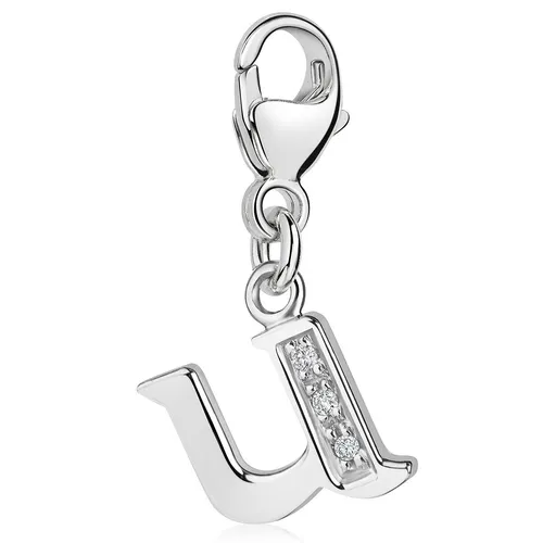 MATERIA U Buchstabe Charms Anhänger Silber 925 Zirkonia für Charms Armband Kette