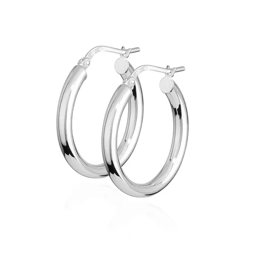 Paar 25mm Creolen 925 Silber rund 3mm breit elegante Damenohrringe