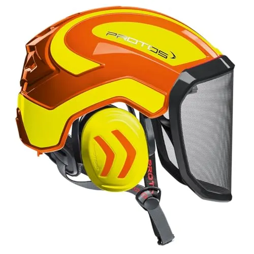 Protos sicherheitshelm integral arborist gehörschutz, ausstattung:feines visier, farbe:orange/gelb