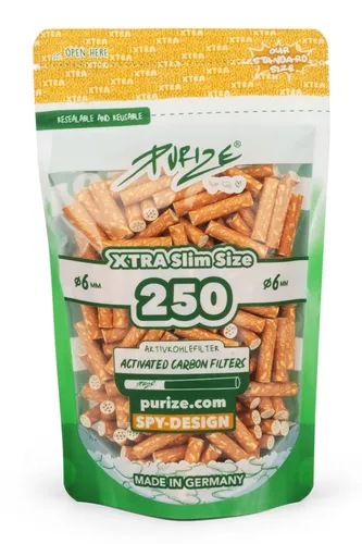 PURIZE Filter XTRA Slim Size 6mm Aktivkohlefilter spy von Purize