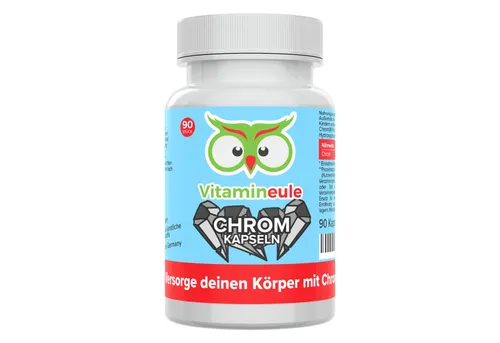 Chrom Kapseln - Vitamineule® - 180 hochdosierte Chrom Kapseln mit 500 µg Chrompicolinat für einen stabilen Blutzuckerspiegel und gesunden Stoffwechsel. 100% vegan und ohne künstliche Zusatzstoffe, ideal für Allergiker.