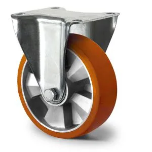 CASCOO Schwerlastrolle Serie BAU5, Bockrolle, 160mm Ø, Polyurethan, Tragkraft 600kg