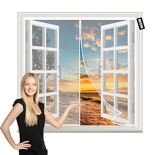 Fliegengitter Mit Magnet Weiß 120x130cm Magnetvorhang Fliegennetz Moskitonetz Kinderleichte Klebemontage Ohne Bohren für Fenster und Türen
