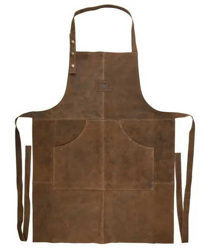 Esschert Leder BBQ Grillschürze - Hochwertige BBQ Grillschürze aus 100% Büffelleder, verstellbar und mit praktischen Taschen – ideal für Grillpartys und Küchenabenteuer.