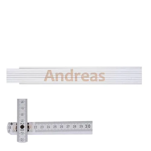 Zollstock Meterstab weiß mit Namen Andreas Gliedermaßstab 2 Meter Buchenholz
