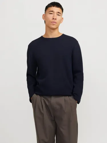 JACK & JONES Einfarbiger Strickpullover für Herren - Pullover für Herren im Relaxed Fit, aus 50% Baumwolle und recycelten Materialien für umweltbewussten Stil und hohen Tragekomfort.