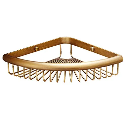 Beelee BA8401A Eckablage aus Massives Messing Antikes Messing zur Wandmontage, 21.5 * 21.5cm,