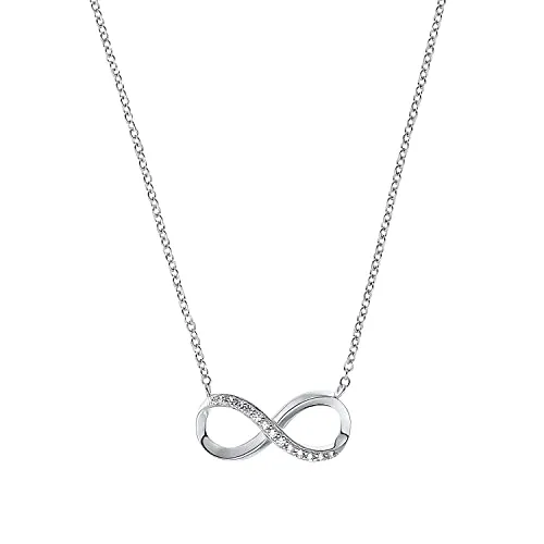 Amor Kette mit Anhänger 925 Sterling Silber - Infinity Design - Elegante 43 cm Halskette aus 925er Sterling Silber mit Infinity-Anhänger und funkelnden Zirkonia. Kommt in einer Geschenkbox, ideal für besondere Anlässe.