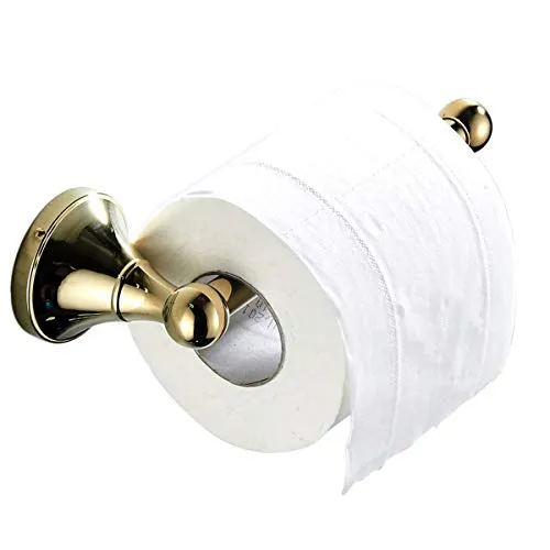Flybath Toilettenpapierhalter ohne Deckel Messing Bad WC-Rollenhalter Wandmontage, Poliertes Gold