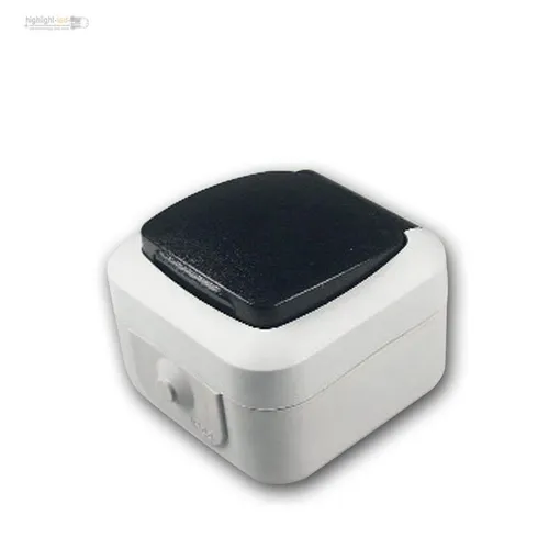 Aufputz Steckdose IP44, 250V~/ 16A, Feuchtraum Dose, AP grau, Steckerdose Keller