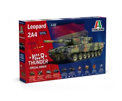 Italeri IT35106 1/35 Leopard 2A4 War Thunder mit Bonus - Bausatz im Maßstab 1:35, inklusive besonderem Bonus für Sammler und Modellbauer, ideal für Fans von Militärfahrzeugen.