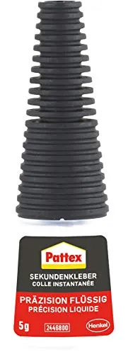 Pattex PSK5C Sekundenkleber Präzision - Klebstoffe – Tropffreie Anwendung mit extralanger Spitze, ideal für präzises Kleben. Wasserfest und spülmaschinenfest, perfekt für verschiedene Materialien.