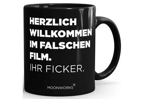 MoonWorks Tasse Kaffee-Tasse Spruch Schwarzer Humor Arbeit Job Bürotasse, Keramik