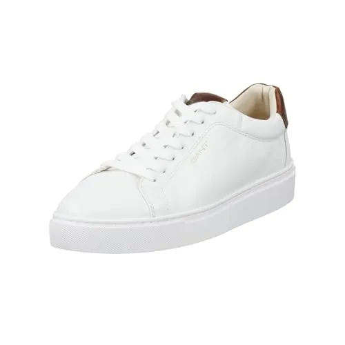 Gant Mc Julien Sneaker Weiß in Gr. 45 - Modischer Sneaker von Gant in Weiß/Tan für Herren, aus hochwertigem Leder mit flachem Absatz und praktischen Schnürverschluss – ideal für den Alltag.