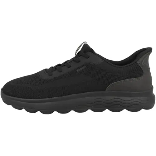Geox Herren U SPHERICA Plus A Sneaker, Black, 41 EU - Herren-Sneaker mit atmungsaktivem Design und innovativer Fast In Technologie für schnellen Einstieg und hohen Tragekomfort.