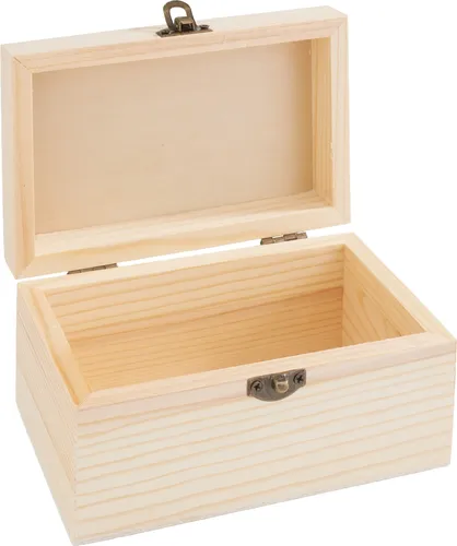 VBS Holzkästchen Kiefernholz 13x8x6,3cm mit Deckel Holzschatulle Schatztruhe