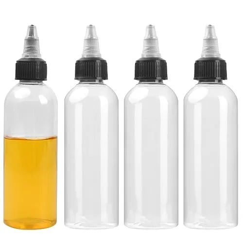 Wisebom 4 Stück Squeeze Flaschen Ölflasche 3,4 oz Ölspender mit Kappen Kunststoffbehälter für flüssige Gewürze Klare Auslaufsichere Spenderflaschen für Öl-Sojasauce-Essig