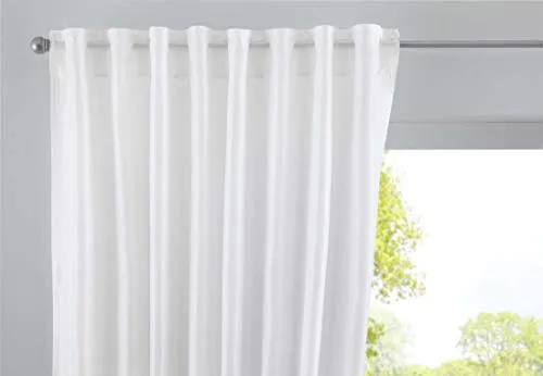 Vorhang Verdeckte Schlaufen Cationic »JENA« 250x140 cm Weiß - Schiebevorhang in Leinenoptik, blickdicht und pflegeleicht, ideal für eine helle und freundliche Raumatmosphäre. Perfekt für Landhaus-Stil und moderne Wohnräume.