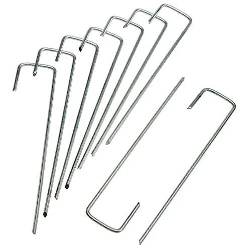 HaGa® 100 Erdanker Metall verzinkt - J-förmige Bodenanker 150mmx30mm Ø3mm - rostfreie Befestigungsanker für Unkrautschutzvliese Rasenschutzgitter Maulwurfnetz