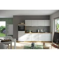 Held Möbel Küchenzeile 300 cm in Matt Weiß-Wotaneiche