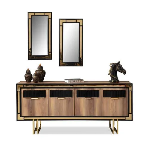 Holzschrank Anrichte Sideboard Braun - Modernes Design für Ihr Zuhause - Stylisches Sideboard aus Holz mit kompakten Maßen (180 x 43 x 79 cm). Ideal für Esszimmer, Flur oder Wohnzimmer. Pflegeleicht und stabil, passt perfekt in moderne Wohnräume.