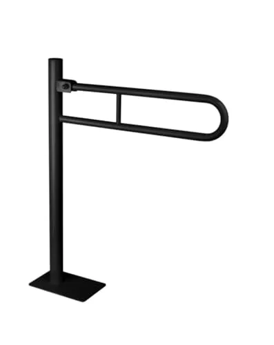 probath Standklappgriff Bodenmontage 60/80 cm Stützgriff Bodenstützgriff weiss schwarz (60 cm, schwarz)