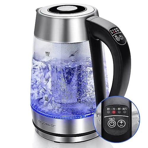 Aigostar Glas Wasserkocher mit Temperatureinstellung 1,7L in schwarz von Aigostar