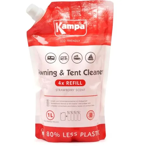 Kampa Reinigungsflüssigkeiten für Wohnwagen und Wohnmobil Eco Markisen- und Zeltreiniger, Nachfüllbeutel, 1 l