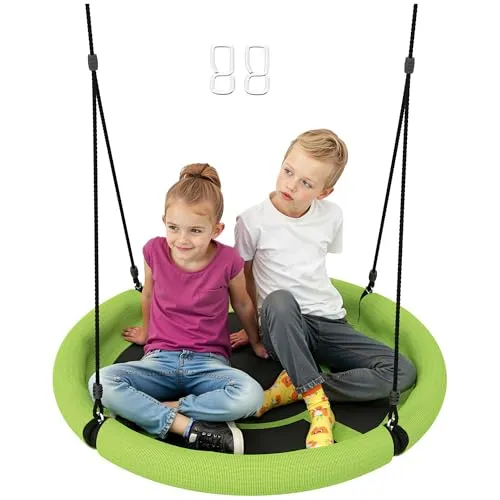 AIYAPLAY Kinderschaukel Stahl PE Schwarz – Robuste Nestschaukel - Outdoor Schaukelsitz mit schaumstoffgepolsterten Metallrohren, wasserfestem Textiline-Material und einer Tragkraft von bis zu 150 kg – ideal für Garten und Spielbereich.