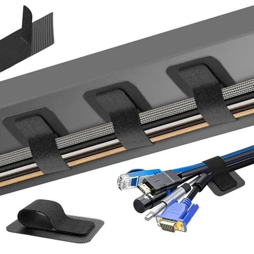 Kabelmanagement unter dem Schreibtisch, 【Bis zu 15 Kabel】 【Verbesserter Klettverschluss】 Klett-Kabelbinder, verstellbare Kabelbänder, Wiederverwendbare Kabelclips, Klett-Kabelversteck, 20 Paar