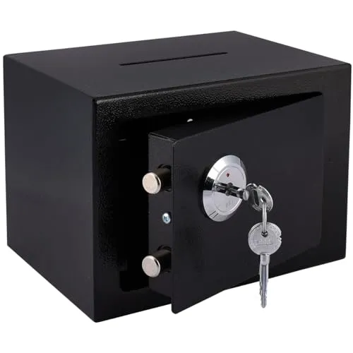 Sevico Tresor Safe Groß, Tresor mit Schlüssel Möbeltresor mit Schloss, Wandtresor für Zuhause, Geschäft, Büro, Hotel, Geld, Dokument, Schmuck, Reisepass 17x23x17cm