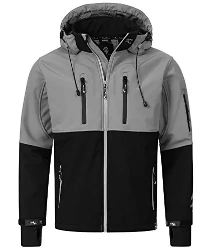 Rock Creek Herren Softshell Jacke H-222 - Grau 5XL - Funktionsjacken - Wasserabweisend, winddicht und atmungsaktiv, ideal für Outdoor-Aktivitäten in der Übergangszeit. Hochwertige Verarbeitung und verstellbare Kapuze für optimalen Tragekomfort.