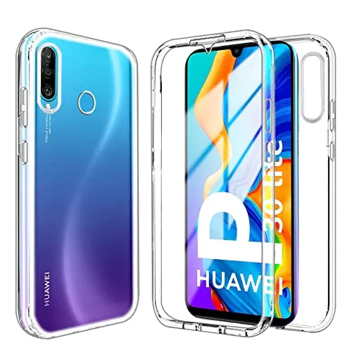 Yutwo Hülle Kompatibel mit Huawei P30 Lite, 360 Grad Stoßfest Schutzhülle Rundumschutz Cover Case mit Eingebautem Displayschutz Robust Durchsichtig Handyhülle für Huawei P30 Lite - Clear
