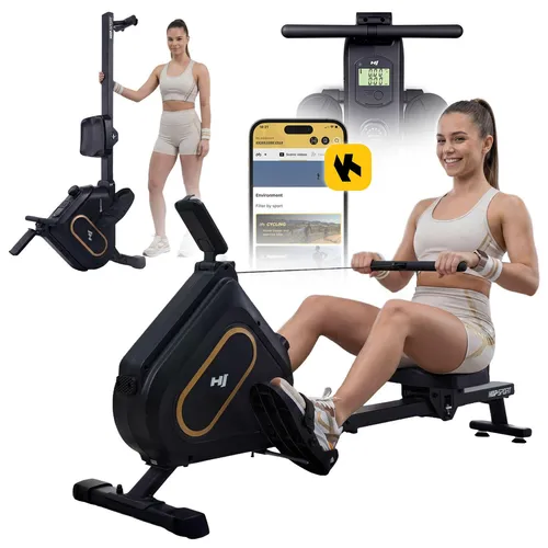 HOP SPORT® HS-085R Magnetisches Rudergerät für Zuhause mit 16 Widerstandsstufen, Leises stabiles Heimrudergerät für Cardio-Training mit App bis 120 kg