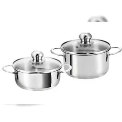 Kopf Mini Topfset Parvus 2-teilig - Kochtöpfe aus hochwertigem Edelstahl, ideal für kleine Portionen und energiesparendes Kochen, inkl. Glasdeckel für optimale Sicht beim Kochen.