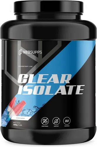 Neosupps Clear Whey Isolat Protein Pulver 2000g, Ice Pop Geschmack Pulver, 2000 g, Made in Germany, Hochwertiger Molkenprotein Isolat