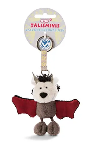 NICI Fledermaus 7cm Talisminis – Fledermaus Kuscheltieranhänger mit Schlüsselring für Schlüsselband, Schlüsselbund, Schlüsselhalter & Schlüsselkette – Taschenanhänger mit Botschaft