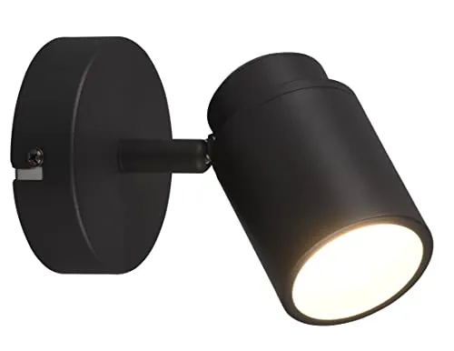 Trio Leuchten Bad Spot Angelo 880400132 - Moderne Bad Wandspot in Schwarz matt, dreh- und schwenkbar für flexible Lichtgestaltung. Ideal für Badezimmer dank Schutzklasse IP44, exklusive GU10 Leuchtmittel.