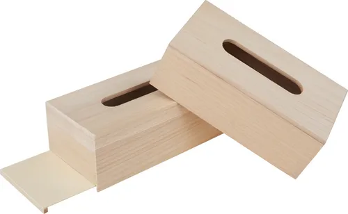 VBS 2er-Pack Taschentücherbox 25,5x13x9cm Rohholz Kosmetiktuch-Box Aufbewahrung