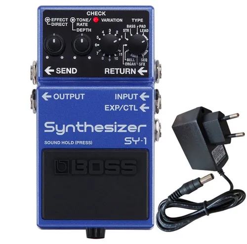 Boss SY-1 Gitarren-Synthesizer Effektgerät mit Netzteil - E-Gitarren Synthesizer-Effektgerät mit 121 Sounds, latenzfreier Performance und einfacher Bedienung. Ideal für kreative Klangerweiterungen.
