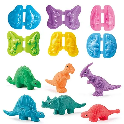 Knete Zubehör Dinosaurier Knetwerkzeug Set ab 2 3 4 5Jahre, Intelligente Knete Set mit 6 Dino Werkzeuge, Dino Spielzeug Kreative Geschenk für Kinder Jungen Mädchen