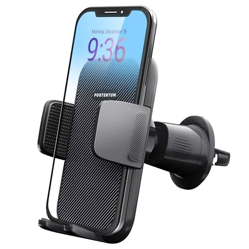 PORTENTUM Porta Cellulare Auto | Supporto Telefono Auto per Presa d'Aria Dell'Auto, 360°di Rotazione Porta Telefono Macchina Universale Compatibile