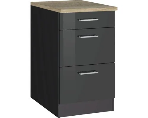 Held Möbel Auszugunterschrank Mailand 50 x 60 x 85 cm grau hochglanz