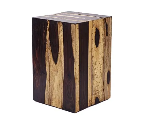 Brillibrum Design Beistelltisch aus Echtholz Holzhocker Natur Treibholz eckig Holzblock 45 x 30 x 30 cm