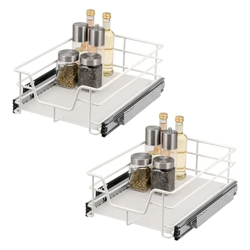 bremermann Teleskopauszug 2er Set - 40 cm, Metall (Weiß) für Küchenorganizer - Praktisches 2er Set Teleskopschubladen, perfekt für Küchenschränke mit 40 cm Breite. Mit sanftem Vollauszug und herausnehmbarem Einlegeboden für optimale Ordnung und einfachen Zugriff.