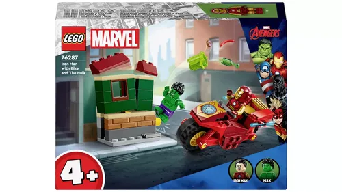 LEGO Marvel Iron Man mit Bike und Hulk - Avengers Bauset 76287 für Kinder ab 4 Jahren, fördert Kreativität und Problemlösungsfähigkeiten