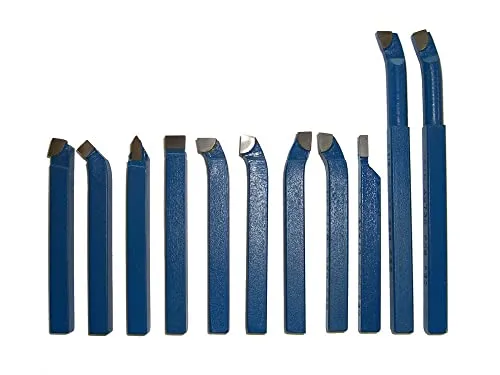 Drehmeißel-Set 11-teilig mit Hartmetallplatten P30 - Zubehör für Elektrowerkzeug, umfangreiches Starter-Set für präzise Dreharbeiten mit sechs verschiedenen Meißeln und speziellen Hartmetallplatten.